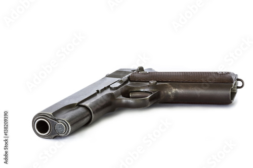  automatic pistol handgun weapon on white background