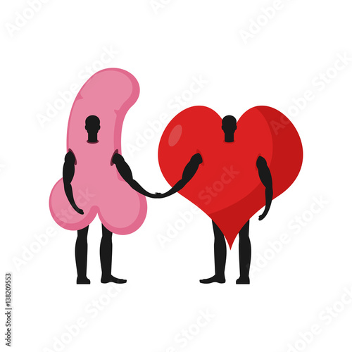 Penis and heart friends. Friendship love and sex