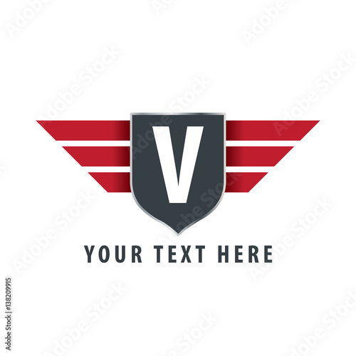 Initial Letter V Shield Icon Design Logo Template