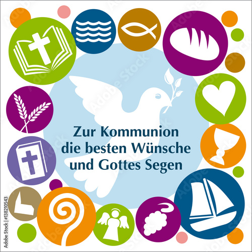 Karte mit Glückwunsch zur ersten heiligen Kommunion