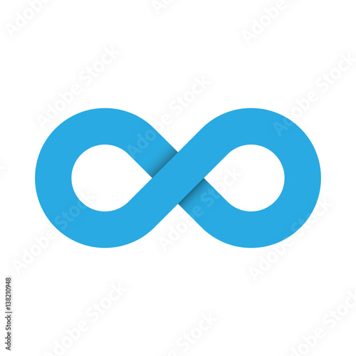 Infinity symbol icon. Representing the concept of infinite, limitless and endless things. Simple blue vector design element on white background.
