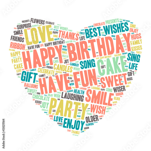 Word Cloud - Happy Birthday Celebration - Heart