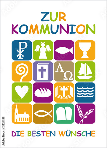 Karte mit Glückwunsch zur ersten heiligen Kommunion