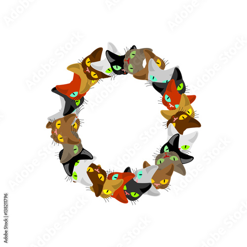 letter O Cat font. Pet alphabet symbol. home animal ABC sign