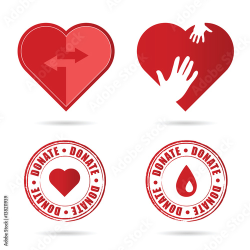 donate icon with red heart illustration