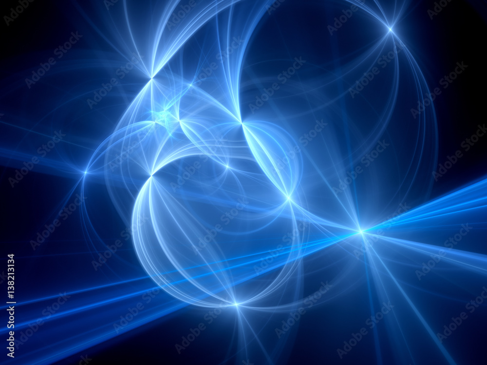 Blue glowing intersections in space, computer generated abstract background, 3D render Blue glowing intersections in space, computer generated abstract background, 3D render