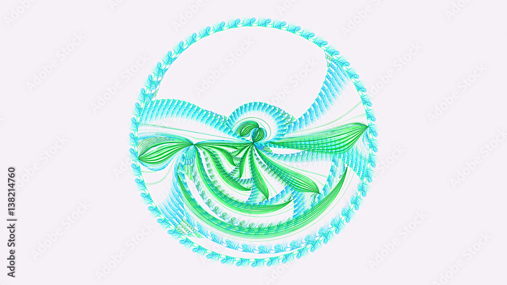 Obraz premium Full circle. Carousel. Kabbalistic sign. 3D surreal illustration. Sacred geometry. Mysterious psychedelic relaxation pattern. Fractal abstract texture. Digital artwork graphic astrology magic