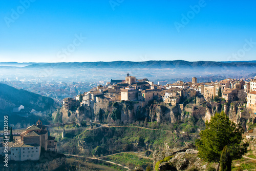 View of old town of Cuenca with hanging houses, Spain photo