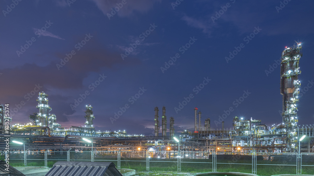 Petrochemical industrial plant at dusk