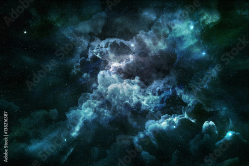 Fototapeta Naklejka Na Ścianę i Meble -  blue nebula and cosmic dust in starry sky
