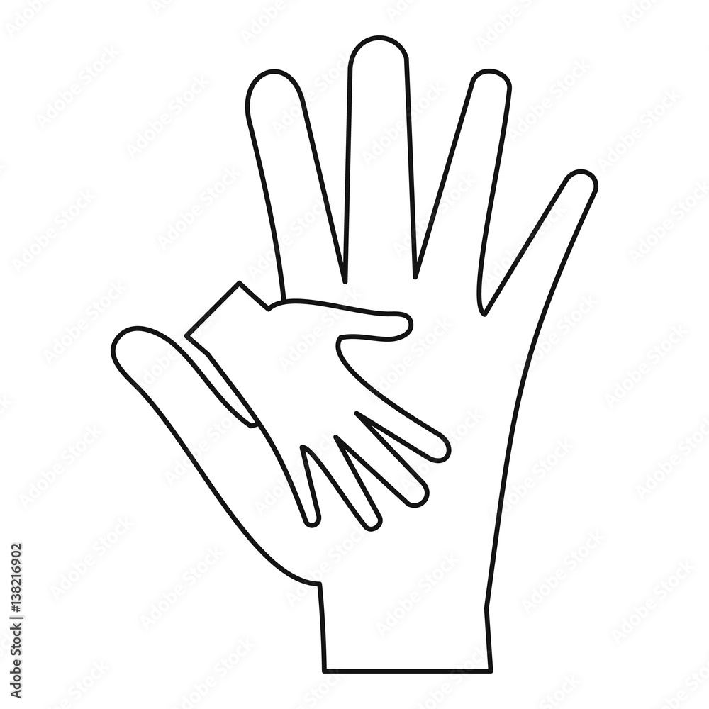 Obraz premium Mother holding baby hand icon, outline style
