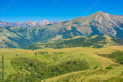 The Catalan Pyrenees Mountains, with the Costabona Peak on the right side of the frame.