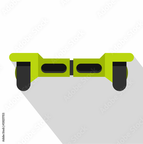 Green hoverboard icon, flat style