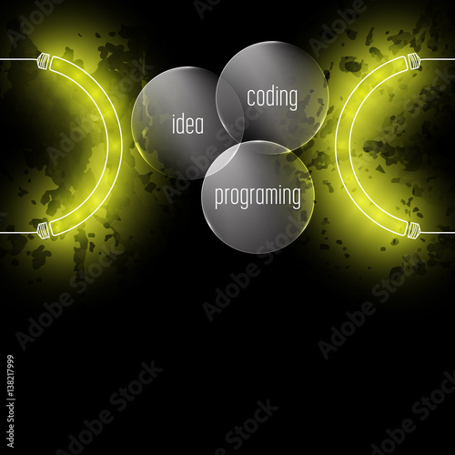 Abstract background with the words idea; programing; coding