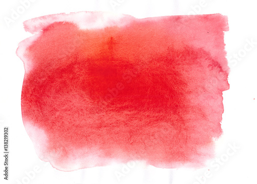 Red watercolor stain with wash.