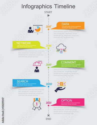 Time line infographic and icons vector design template.