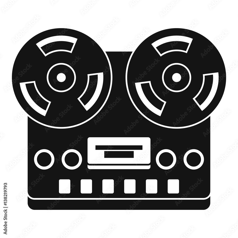 Retro tape recorder icon, simple style
