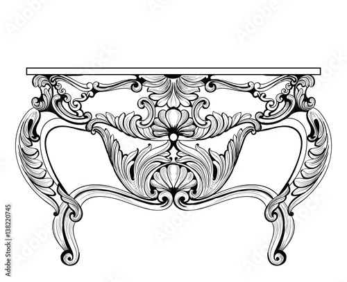 Exquisite Fabulous Imperial Baroque chest table with drawers. Vector French L...