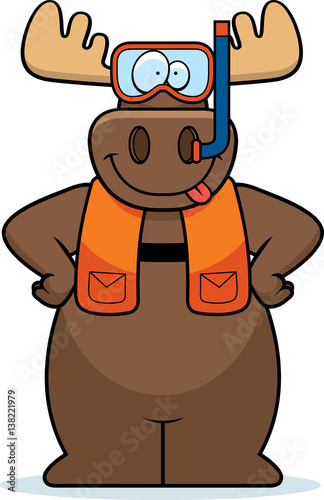 Cartoon Moose Snorkeling
