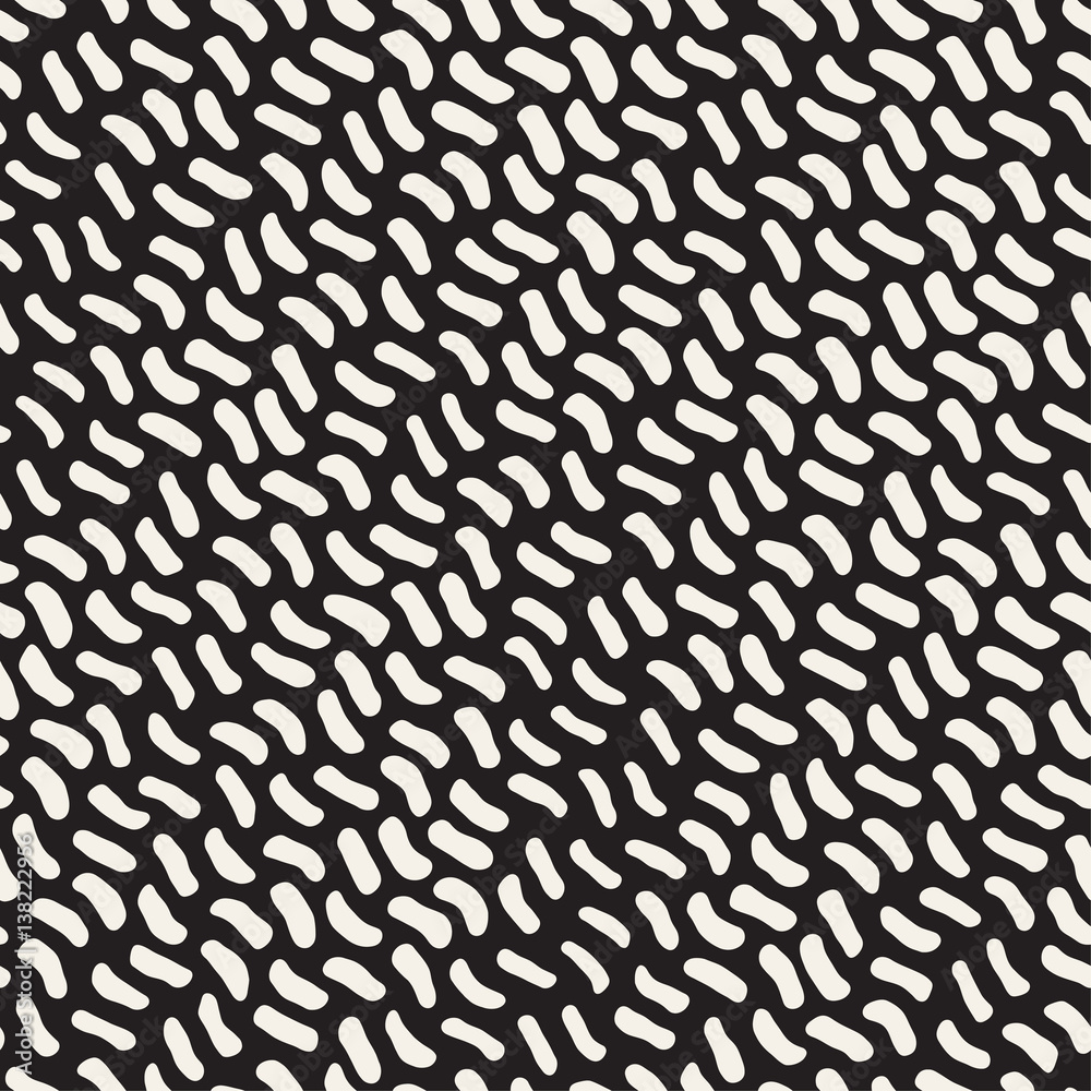 Hand Drawn Scattered Wavy Lines Monochrome Texture. Vector Seamless Black and White Pattern Hand Drawn Scattered Wavy Lines Monochrome Texture. Vector Seamless Black and White Pattern