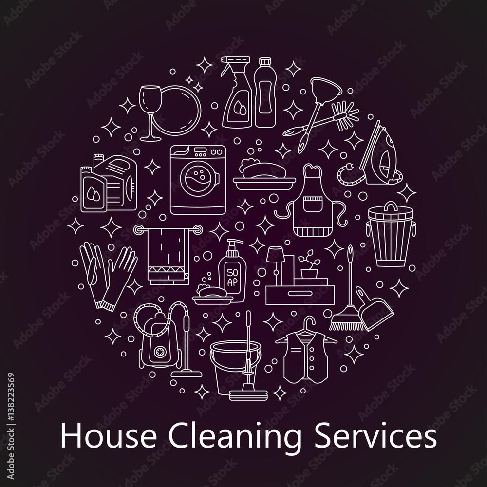 House cleaning vector card. House cleaning vector card.