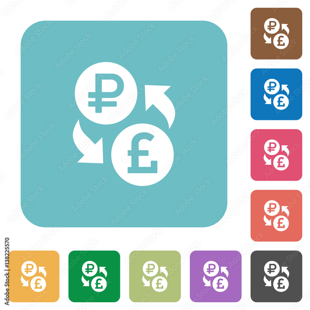 Ruble Pound money exchange rounded square flat icons Ruble Pound money exchange rounded square flat icons