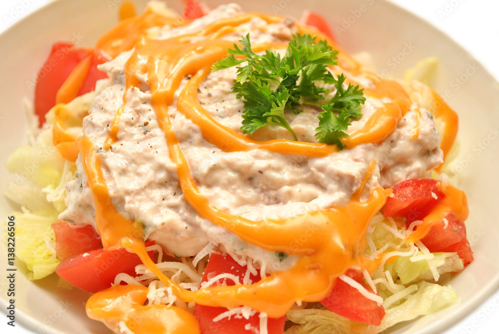 Fresh Summer Salad with Tuna and Dressing Fresh Summer Salad with Tuna and Dressing