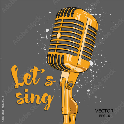 The image of the microphone. Vector illustration.