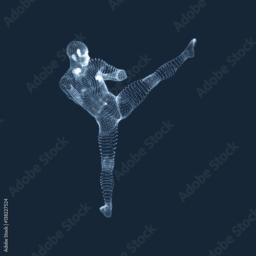 Kickbox Fighter Preparing to Execute a High Kick. Martial Arts Concept.