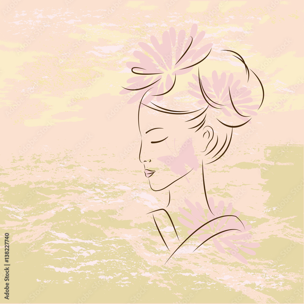 Asian woman. Oriental style painting. Hand drawing illustration with beautiful oriental women. Asian woman. Oriental style painting. Hand drawing illustration with beautiful oriental women.