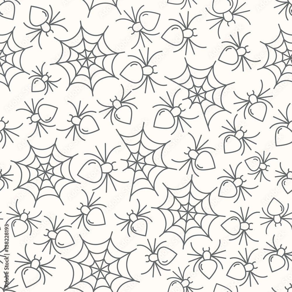Pattern for Halloween with spiders crawling in the web
