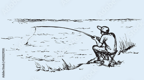 Vector drawing. Fisher man