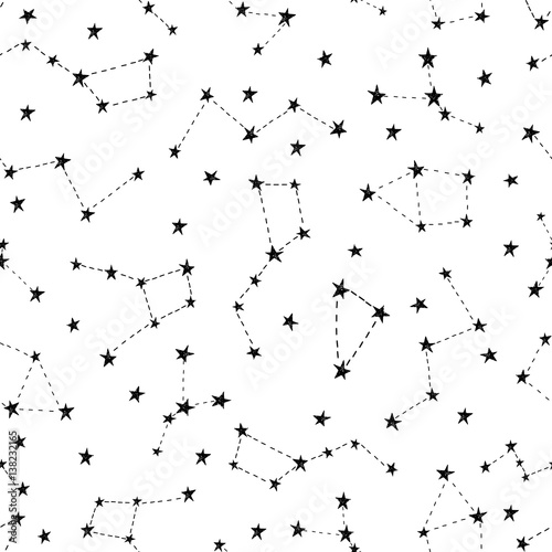 Stylized night sky seamless pattern.