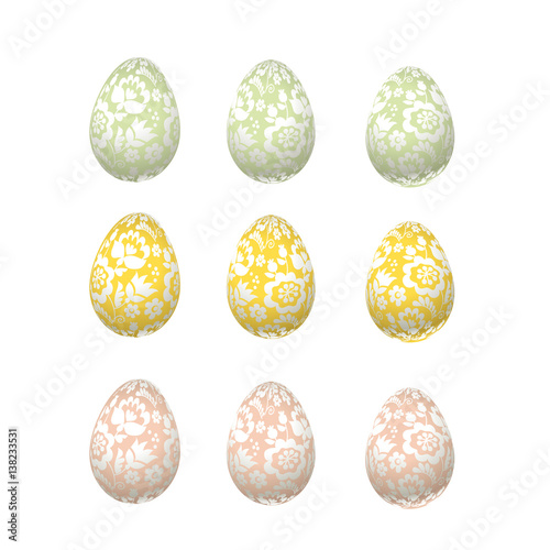 Easter egg luxury decoration vector illustration. floral elegant style decor on christian resurrection symbol. spring life icon in chick feminine decorative style