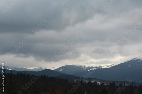 Fototapeta Naklejka Na Ścianę i Meble -  Beautiful Snow Winter in Carpathians Mountains, Ukraine 