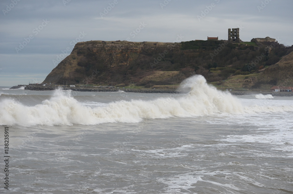 Scarborough at high tide