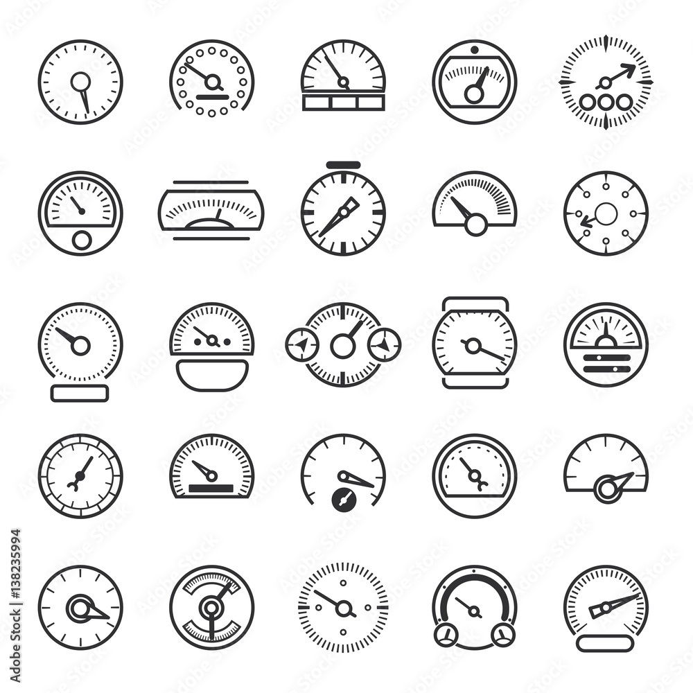 Vector meter and gauge control icons for dashboard Stock Vector | Adobe ...