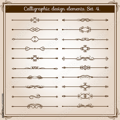 Retro simple scroll page dividers. Vector vintage separating elements