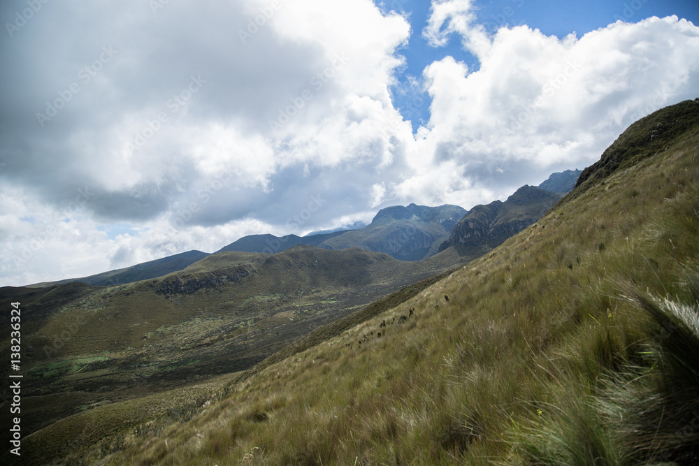 Andean landscape, volcanic landscape, panorama; Pichincha, Quito