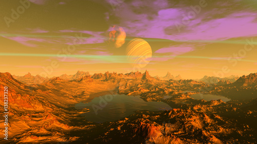Fantasy alien planet. 3D illustration