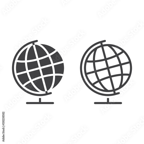 globe line icon  outline and solid vector sign  linear and full pictogram isolated on white  logo illustration