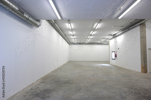 or new empty warehouse room with nothing, white color,