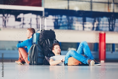 Travelers waiting for departure photo