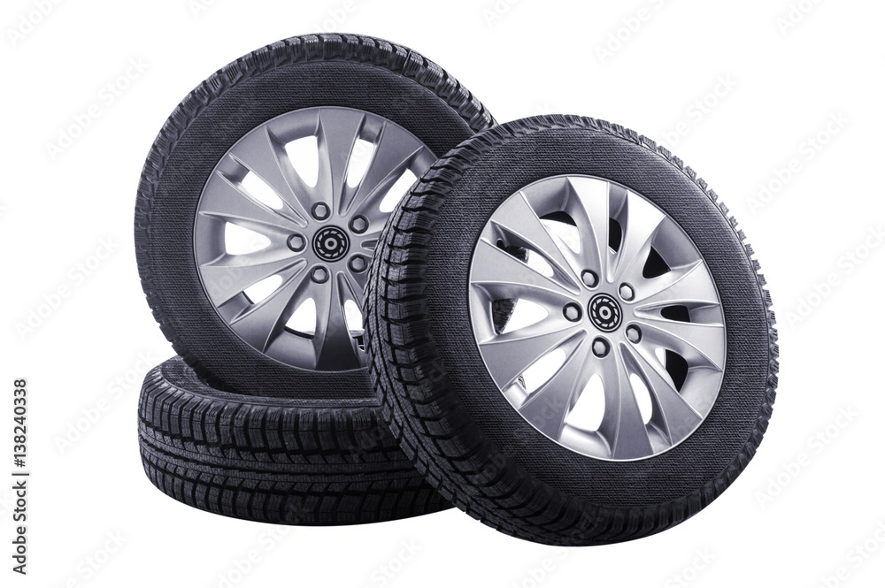 automotive tires on a white background