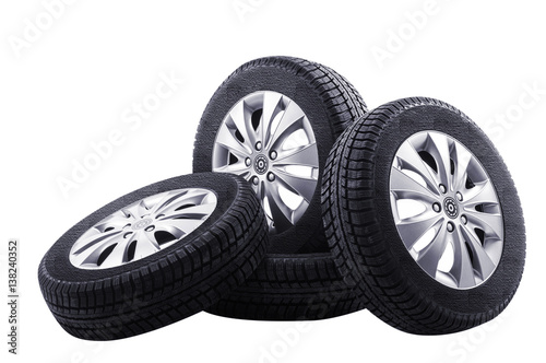 automotive tires on a white background