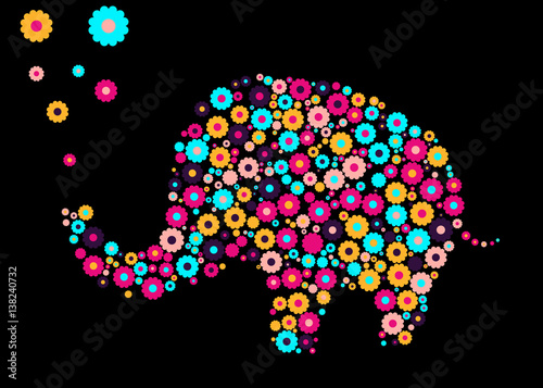 Bright flower elephants