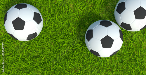 3D rendering  Football soccer on grass soccer field background.