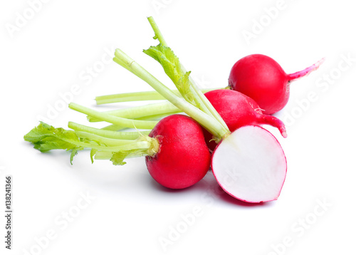 Small garden radish isolated on white background