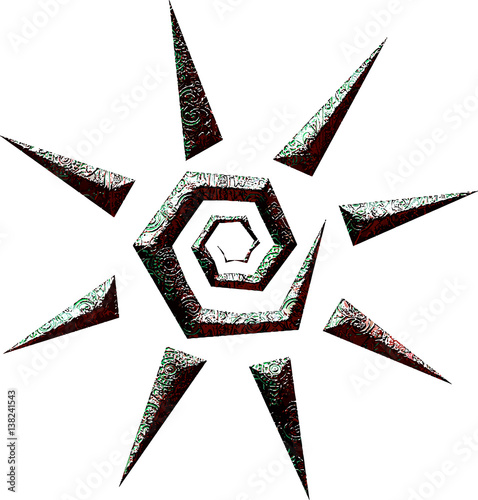 Copper sun isolated in white background