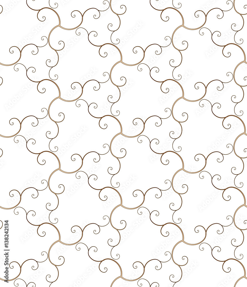 Golden seamless  pattern with curls